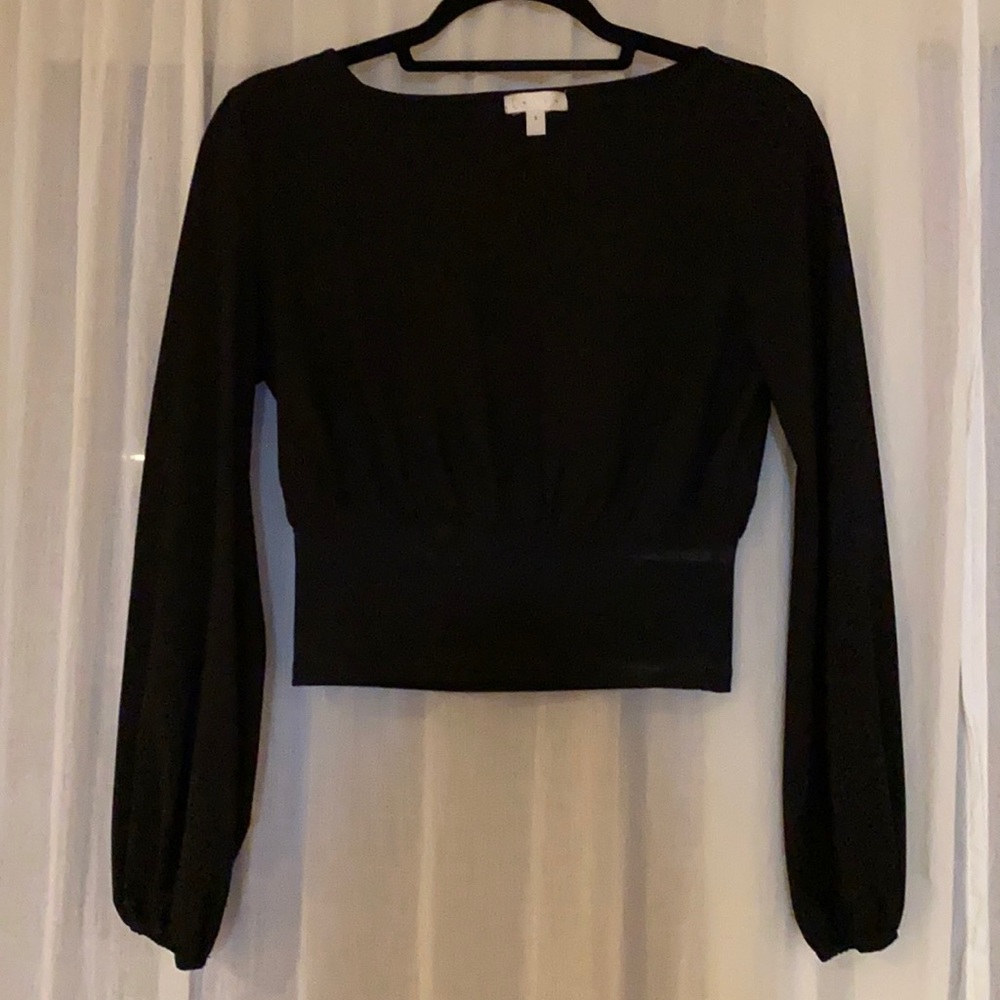 Leith long sleeve black top